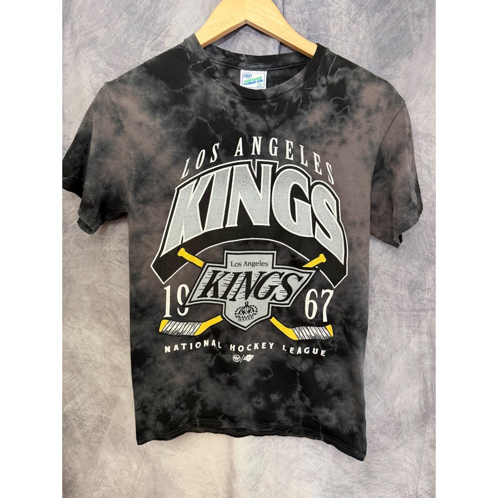 47 Brand‎ Los Angeles Kings NHL Tie Dye T-Shirt Mens Small Black Grey Hockey Tee